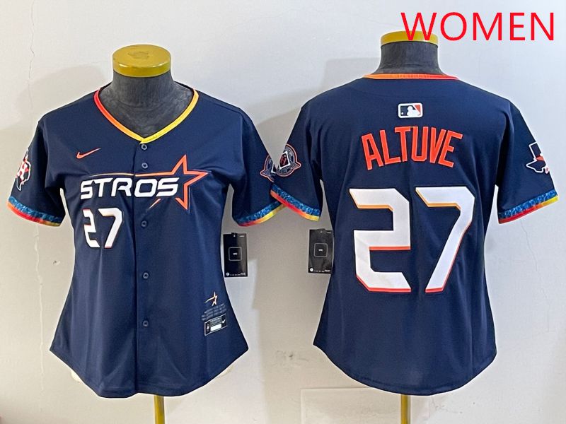 Women Houston Astros #27 Altuve Drak Blue Fourth generation Joint Name 2025 Nike MLB Jersey style 7